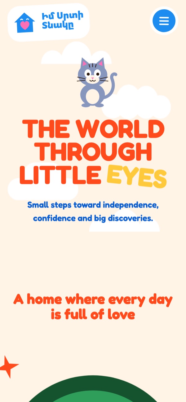 Im Srti Tnaky about page on a phone, with a cartoon cat above a bold orange and yellow headline
